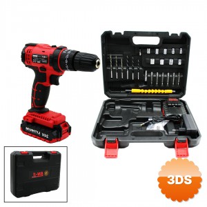 Kırmızı Renk Şarjlı Matkap Seti 1350 RPM Çantalı 24W