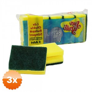 3 Paket Bulaşık Süngeri Seti 5 Adet Oluklu
