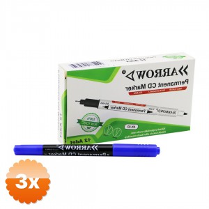 3 Adet Mavi CD Kalemi - 2 Uçlu - Marker - 1 mm ve 0.4 mm
