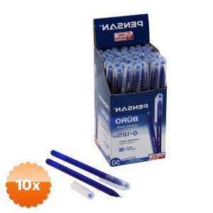 10 Adet Mavi Tükenmez Kalem 1.0 mm Medium Uçlu