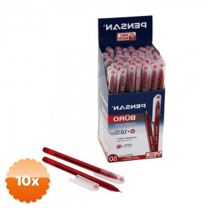 10 Adet Tükenmez Kalem Kırmızı Renk 1.0 mm Medium Uç