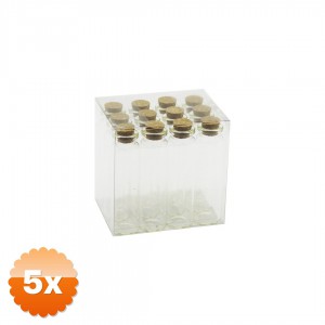5 Adet Boş Tüp Cam Şişe 20 ml Mantar Kapak