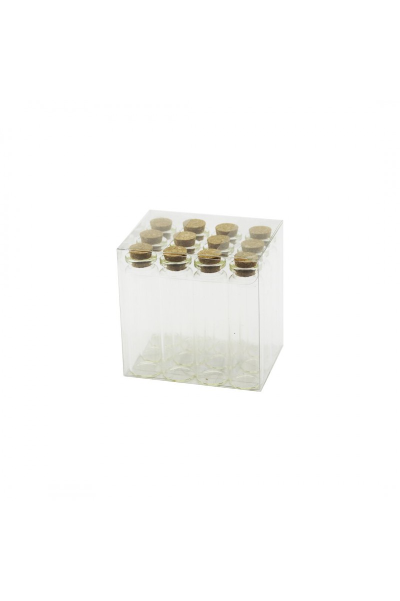 8 Adet - Boş Tüp Cam Şişe - 20 ml - Mantar Kapak