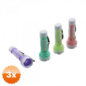 3 Adet Mini Boy LED El Feneri Pilli Renkli Plastik