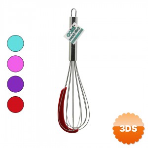 Krom Saplı Çelik Metal Çırpıcı Renkli Silikon Kazıyıcılı 30 cm