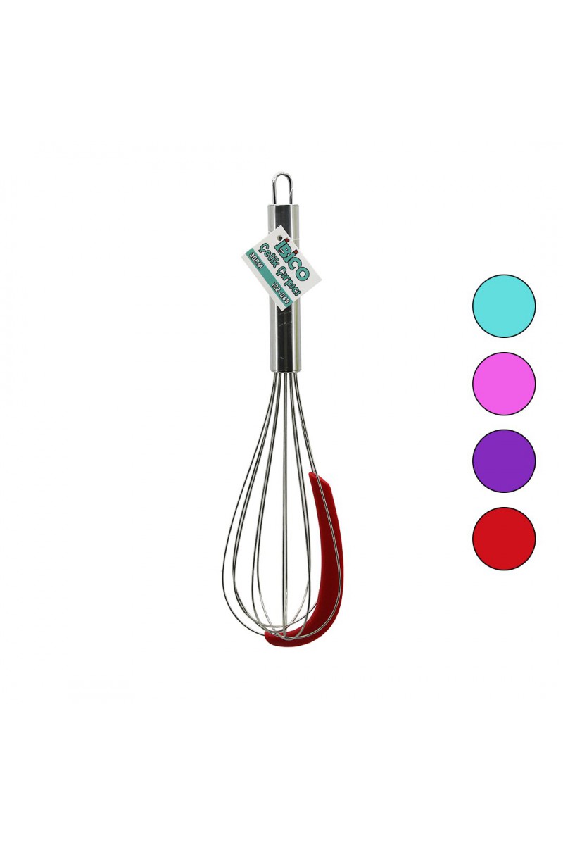 Krom Saplı Çelik Metal Çırpıcı Renkli Silikon Kazıyıcılı 30 cm