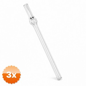 3 Adet Cam Pipet Yüz Figürlü Tasarım 20 cm