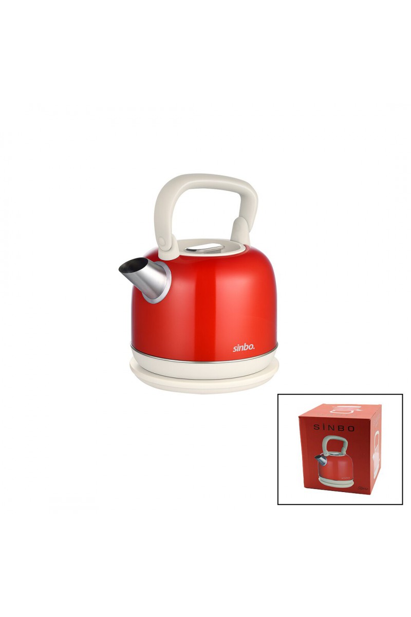 Sinbo Demlik Kettle Su Isıtıcı Kırmızı 2.2 Litre Çelik