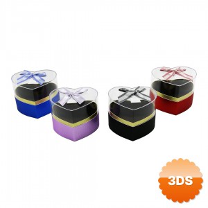 Kalp Tasarımlı Hediye Kutusu Mika Şeffaf Kapak Karışık Renk 14x11 cm