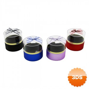 Yuvarlak Tasarımlı Hediye Kutusu Şeffaf Mika Kapak Karışık Renk 12x11 cm