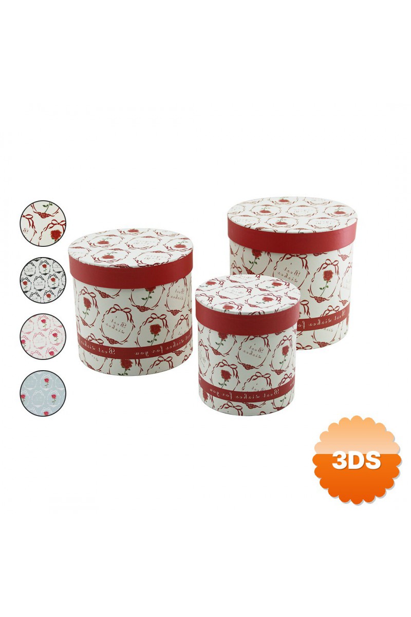 3 Lü Karton Hediye Kutusu Seti Çiçek Desenli Karışık Desen