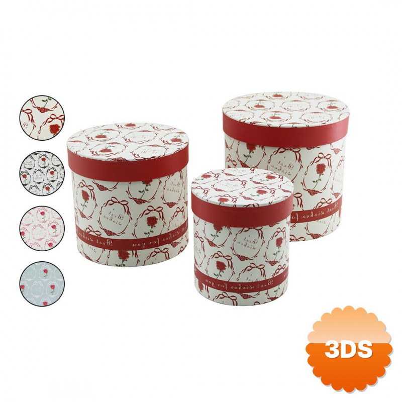 3 Lü Karton Hediye Kutusu Seti Çiçek Desenli Karışık Desen