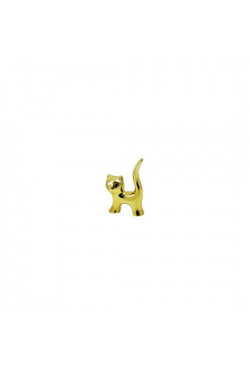 Kedi Tasarımlı Gold Seramik Biblo Mini Boy