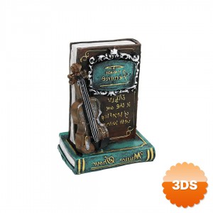 Kitap ve Keman Tasarımlı Biblo Kumbara Vintage Model