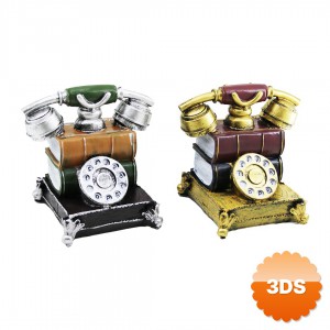 Kitaplı Ankesörlü Telefon Tasarımlı Dekoratif Kumbara Biblo Vintage 15.5x15.5x10 cm