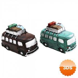 Nostaljik Otobüs Tasarımlı Biblo Kumbara Dekoratif Model Reçine