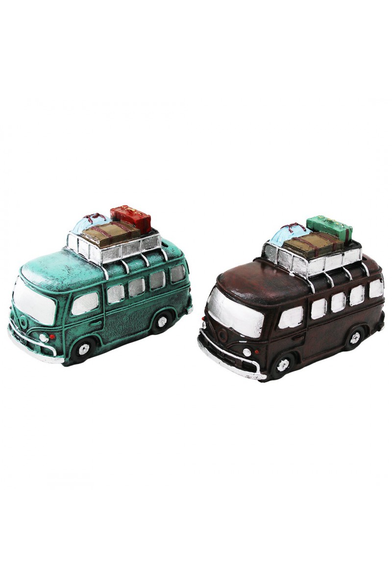 Nostaljik Otobüs Tasarımlı Biblo Kumbara Dekoratif Model Reçine