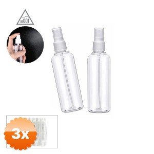 3 Adet Boş Sprey Şişesi 100 ml Plastik Şeffaf