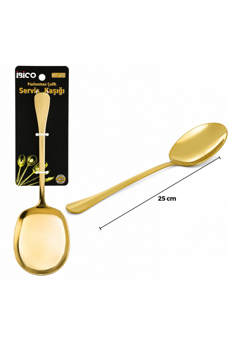 Metal Servis Kaşığı 25 cm Gold Renk