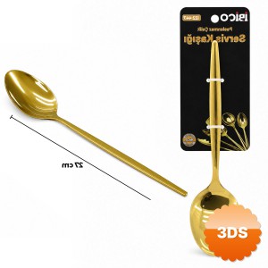 Metal Servis Kaşığı Gold Renk 27 cm