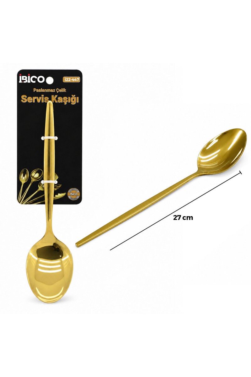 Metal Servis Kaşığı Gold Renk 27 cm