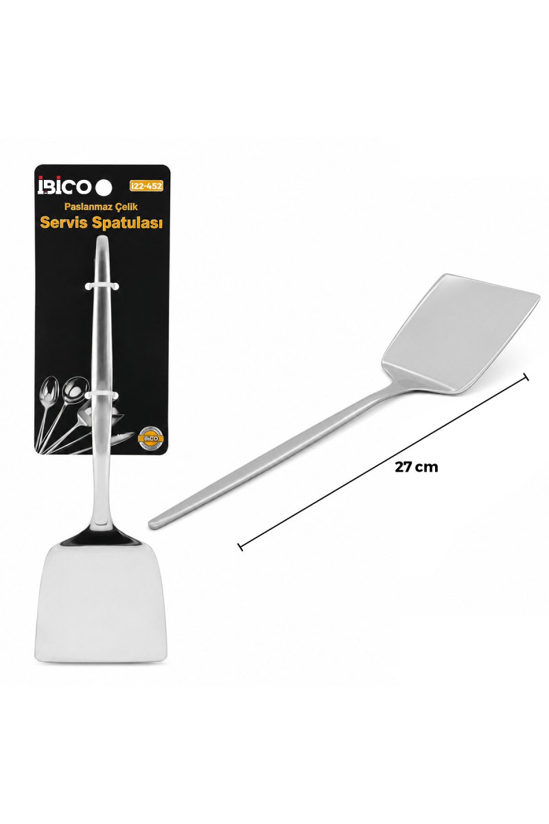 Metal Servis Spatulası Krom Renk 27 cm Paslanmaz Çelik