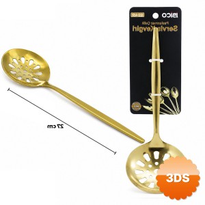 Metal Servis Kevgiri 27 cm Gold Renk Paslanmaz Çelik Delikli
