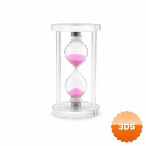 Büyük Boy Cam Standlı Kum Saati 15 cm Pembe Kumlu Dekoratif