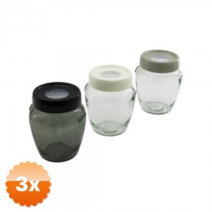 3 Adet Cam Kavanoz 580 ml Şeffaf