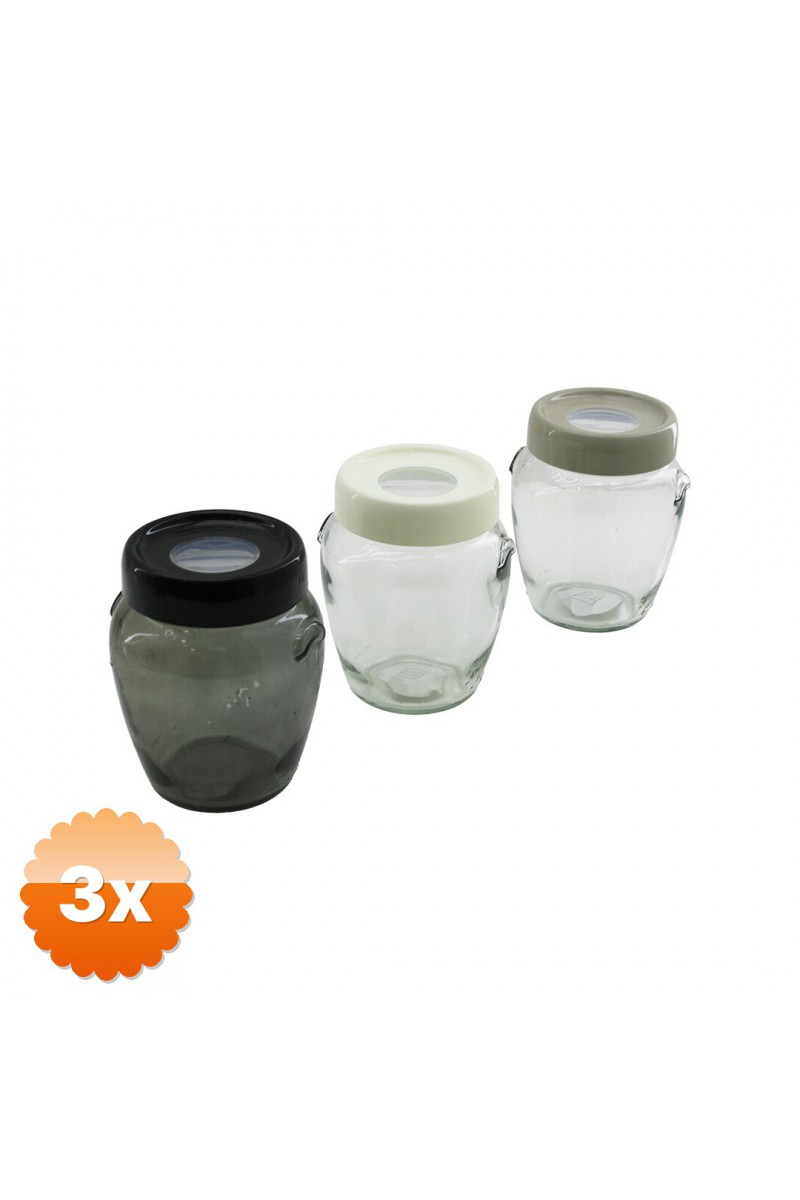 3 Adet Cam Kavanoz 580 ml Şeffaf