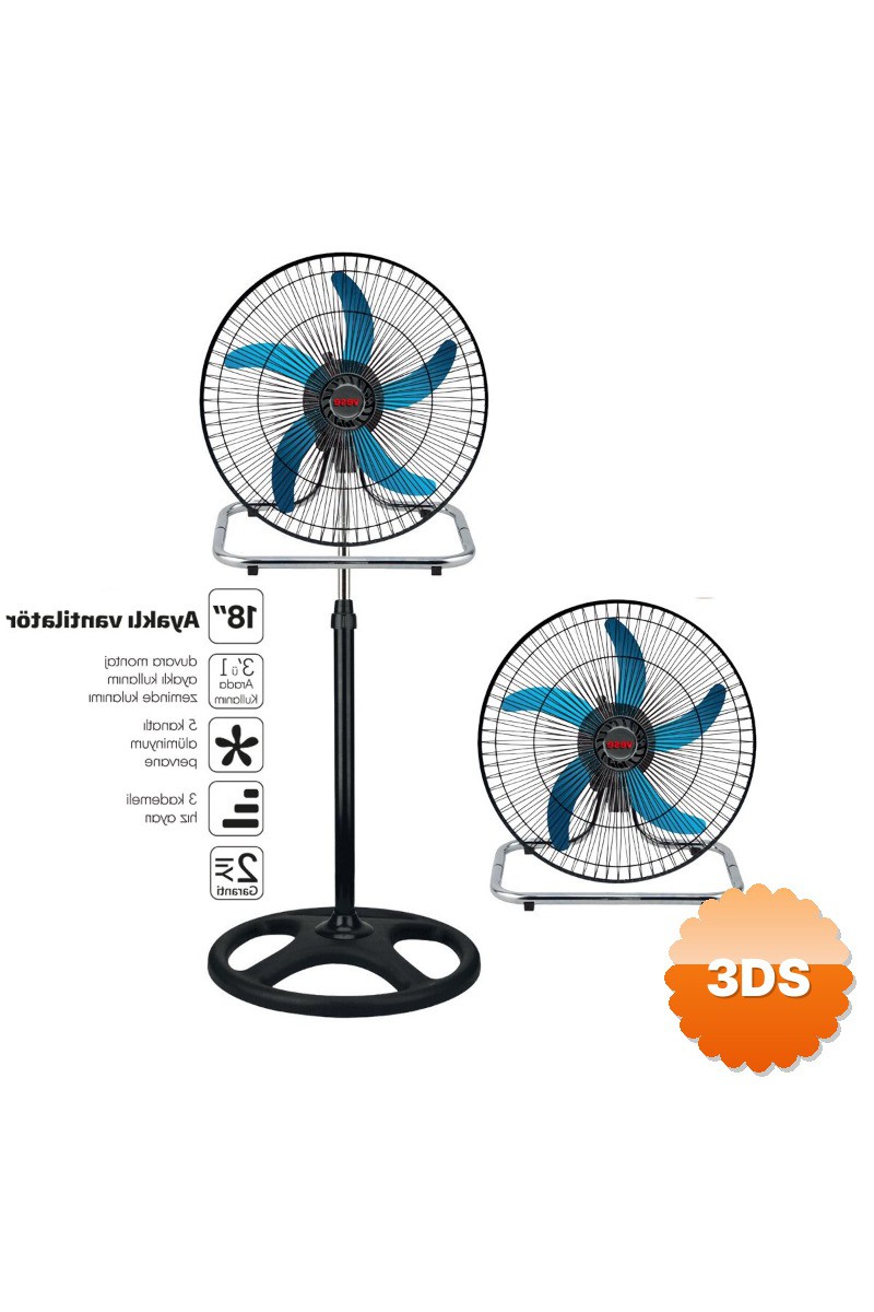 Sanayi Tipi Ayaklı Vantilatör 5 Metal Kanatlı 18 İnç 46 cm 80W