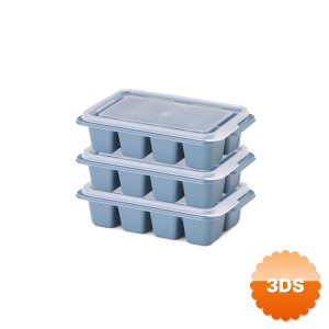 3lü Mini Buz Kalıbı Küp Şekilli Kapaklı Plastik İstiflenebilir