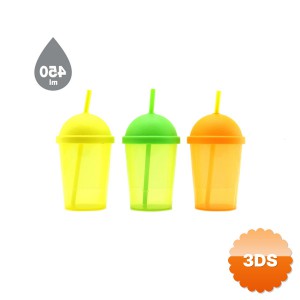 Pipetli Bardak 450 ml Şeffaf Renkli Plastik