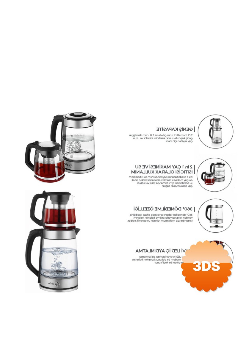 Sinbo 2'si 1 Arada Çaycı ve Kettle Cam Gövde 2.0L + 1.2L