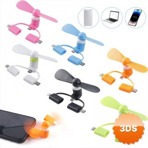 Mini Telefon Fanı Lightning Type-C Micro USB Girişli Sessiz