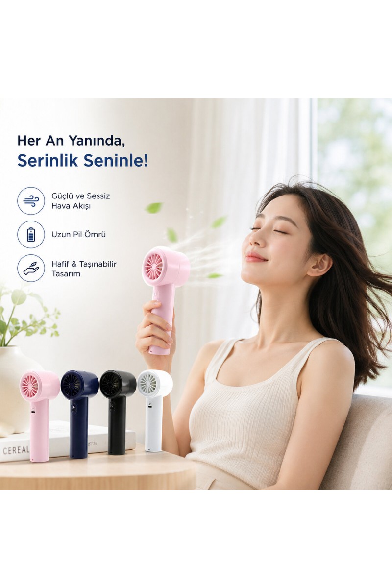 Mini El Fanı Ayarlanabilir Hız Dijital Gösterge 5W Karışık Renk
