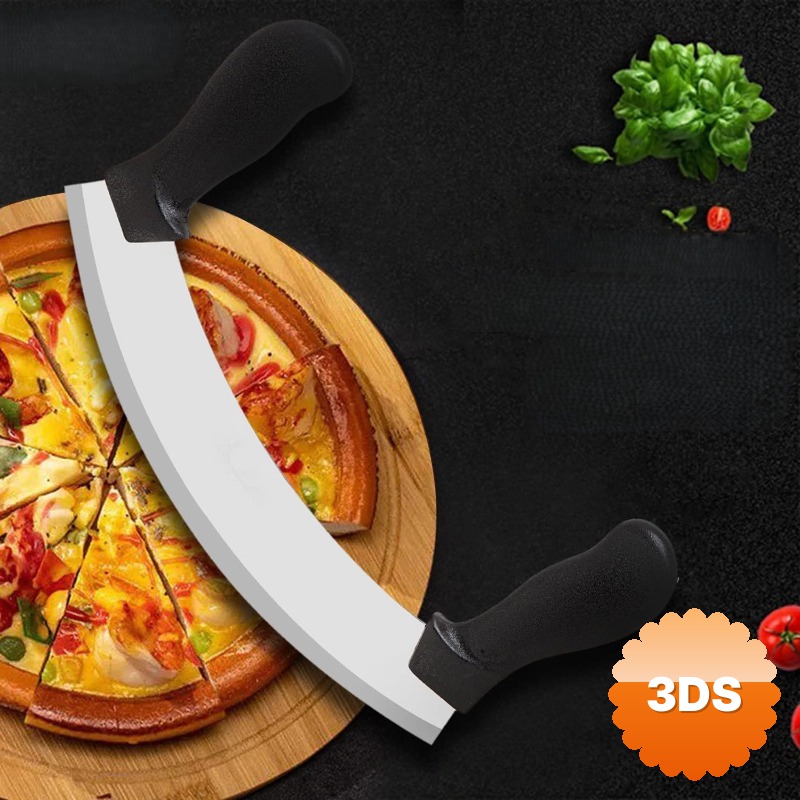 Yarım Ay Model Satır Kıyma Bıçağı Sebze Doğrama ve Pizza Dilimleme Bıçağı Paslanmaz Çelik 25.5 cm
