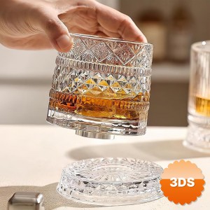 360 Derece Dönen Bardak 280 ml Kristal Cam