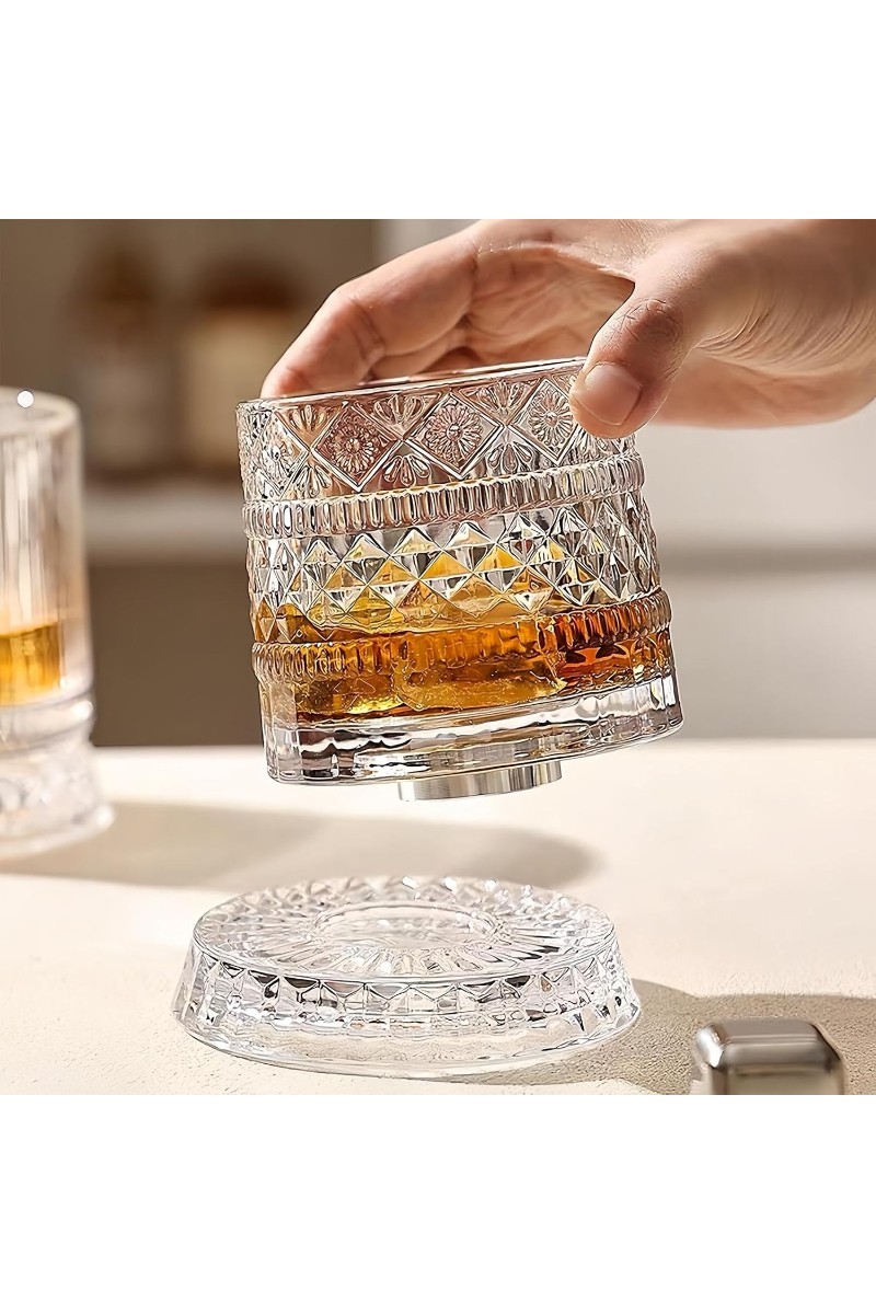 360 Derece Dönen Bardak 280 ml Kristal Cam