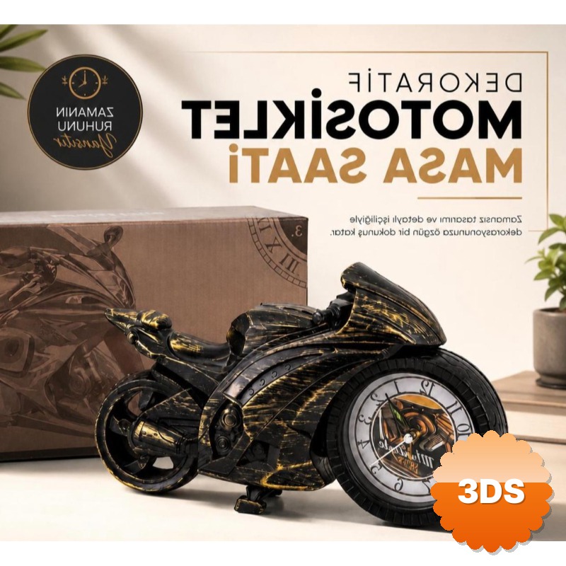 Motosiklet Tasarımlı Dekoratif Masa Saati Dayanıklı Malzeme