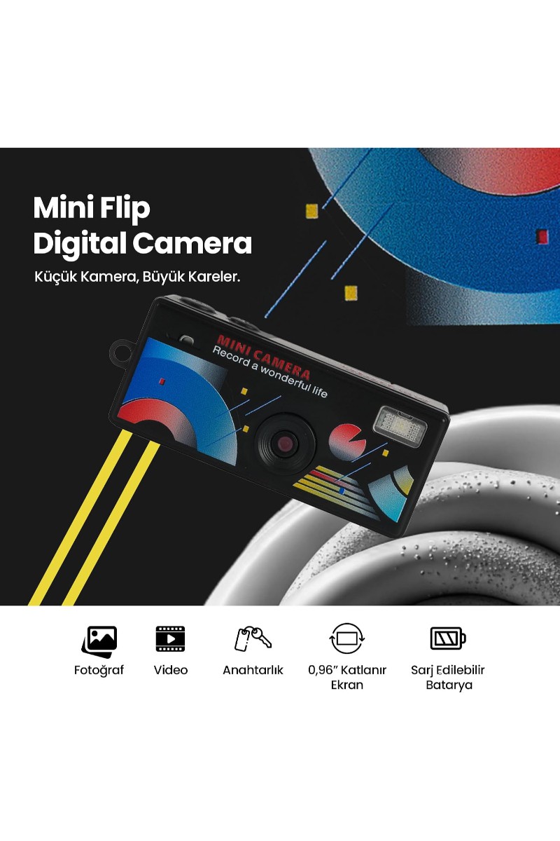 Dijital Mini Anahtarlık Kamerası Katlanır Ekran 1080p