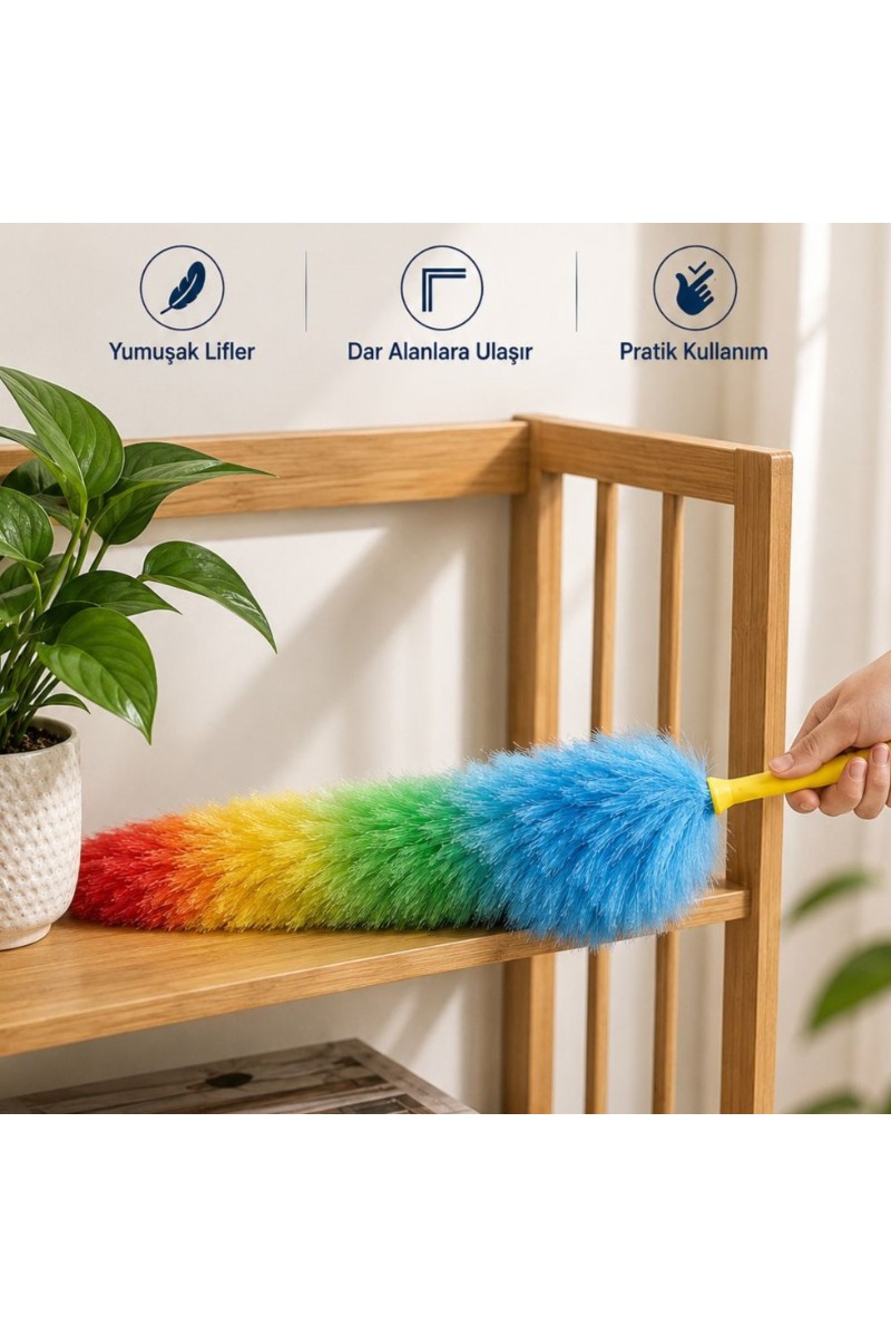 Toz Alma Fırçası Renkli Peluş Püsküllü Pratik Yumuşak Lifli