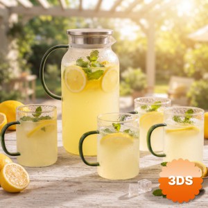 5 Parça Bardaklı Sürahi Seti Cam 1800 ml