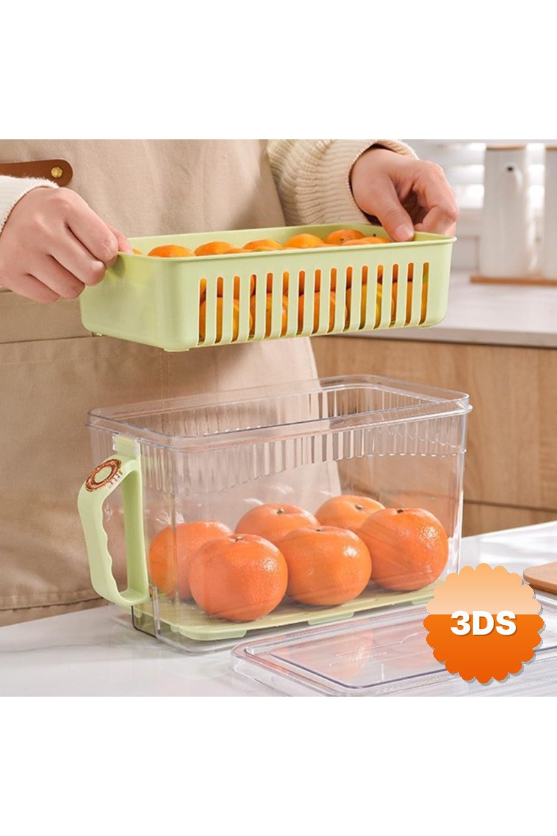 Buzdolabı Saklama Kabı Süzgeçli Organizer Vakum Mühürlü Kapak