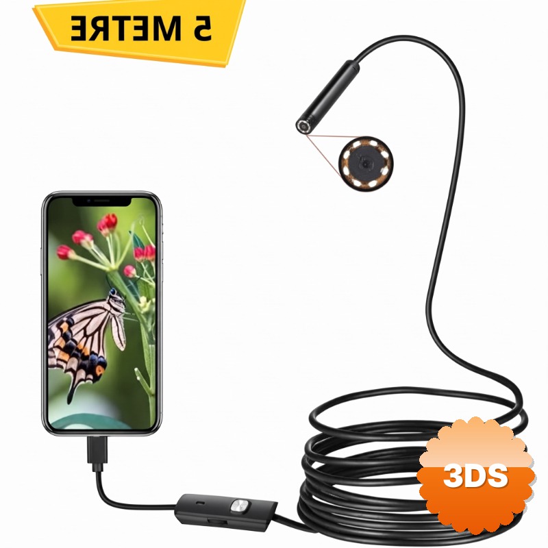 5 Metre Yılan Kamera LED Işıklı IP67 Su Geçirmez 3 Farklı Başlıklı