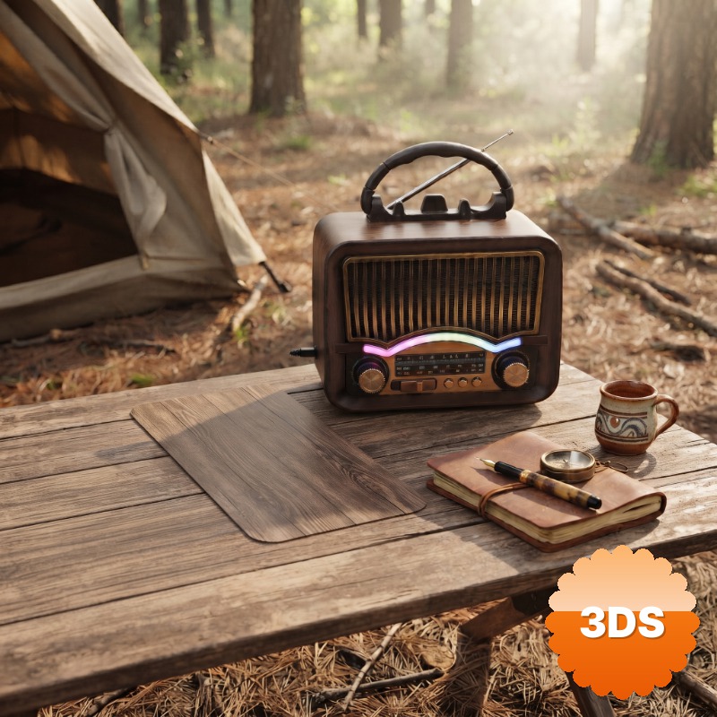 Solar Nostalji Müzik Kutusu Şarjlı FM Radyo Bluetooth Retro Tasarımlı