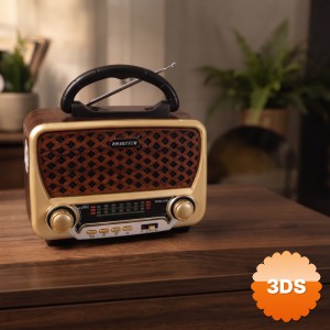 Nostalji Müzik Kutusu Solar Panelli Şarjlı AUX Girişi LED Fener Bluetooth