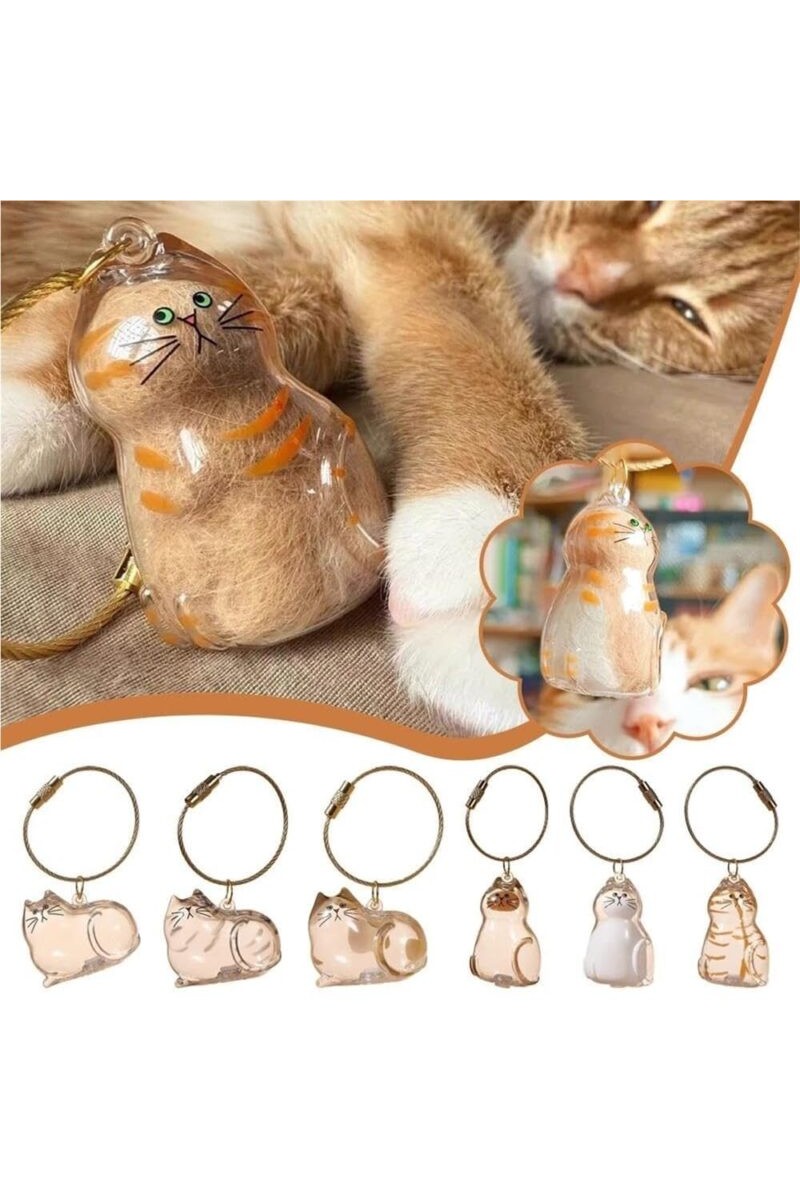 Kedi Şeffaf Anı Anahtarlığı Karışık Model