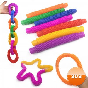 6 lı Set Boru Oyuncak Rengarenk Plastik Pop Tubes