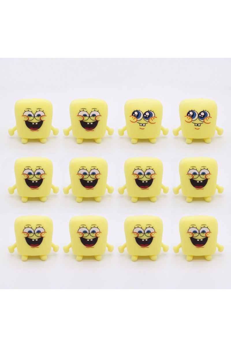 Sünger Bob Tasarımlı Squishy - 12li Paket - Yumuşak Oyuncak - Farklı Model